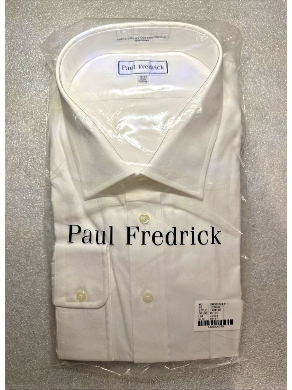 Paul Fredrick White Dress Shirt Sz 19-37 Classic Spread Collar Monogrammed Cuffs
